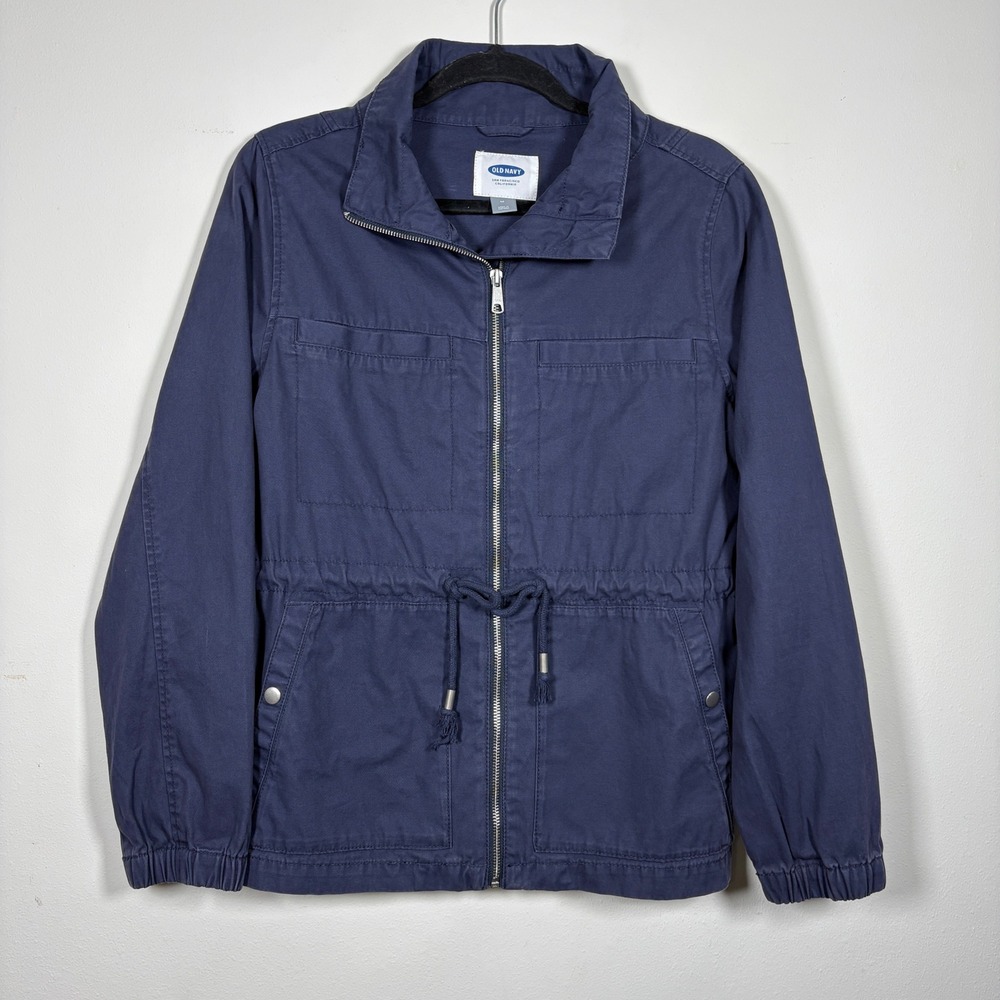 Old Navy Womens Field Jacket Classic Navy Blue Utility Military Zip Up M